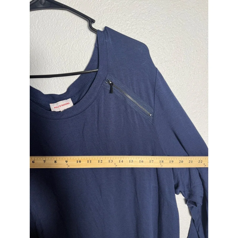 NWT Molly & Isadora Navy Blue Zipper Shoulder Long Sleeve Tunic Top Plus Size 3X